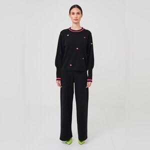 Brodie | Kiss Me Quick 100% Cashmere Jumper Sweater Embroidered Lips XS 90s